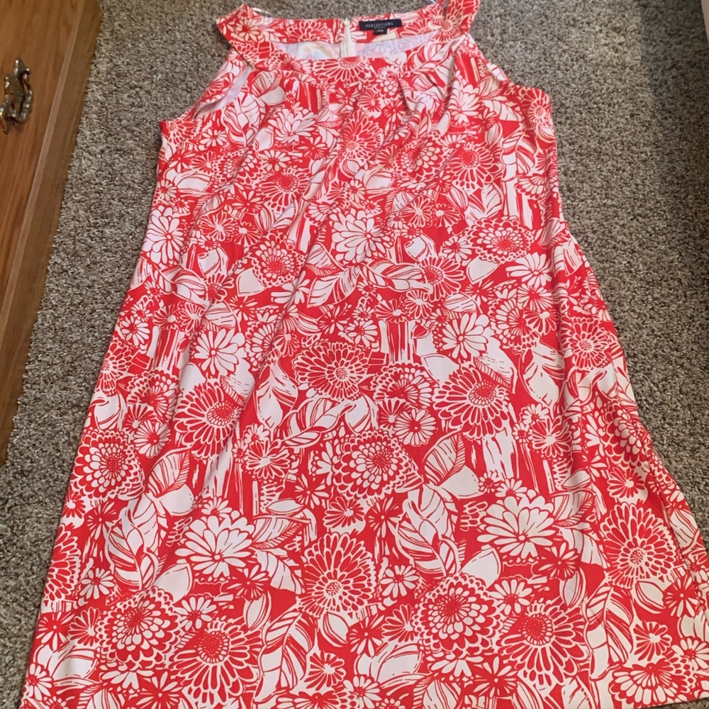 Floral White & Dark Orange Dress
